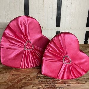 Valentine’s Decoration- Pink Heart-Shaped Satin Boxes